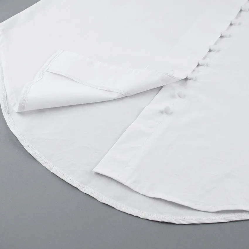 Pile Collar V-neck Single-breasted Flared Sleeve Shirts