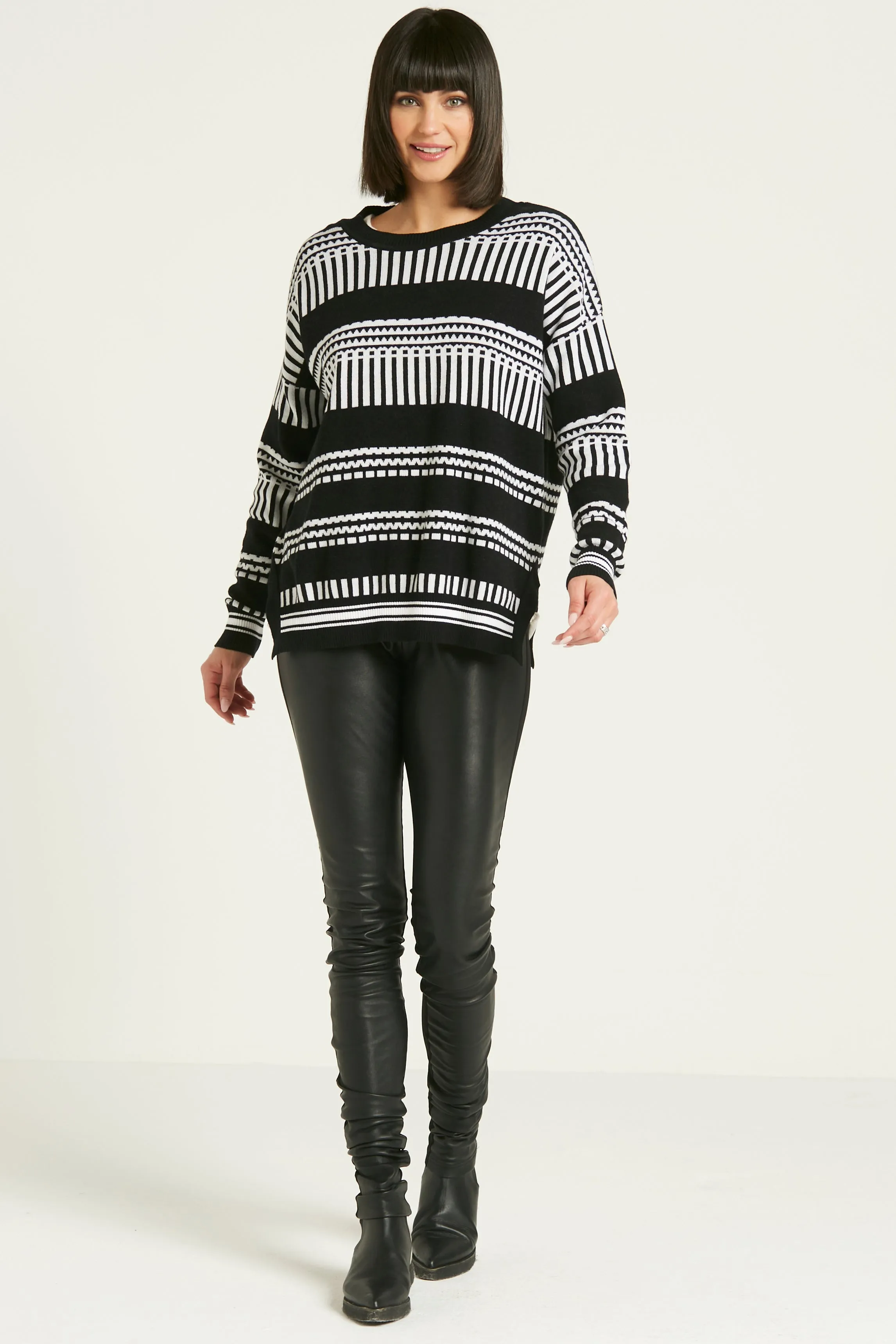 Pima Cotton Coding Crewneck Sweater