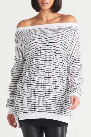 Pima Cotton Optical Illusion Boatneck Sweater