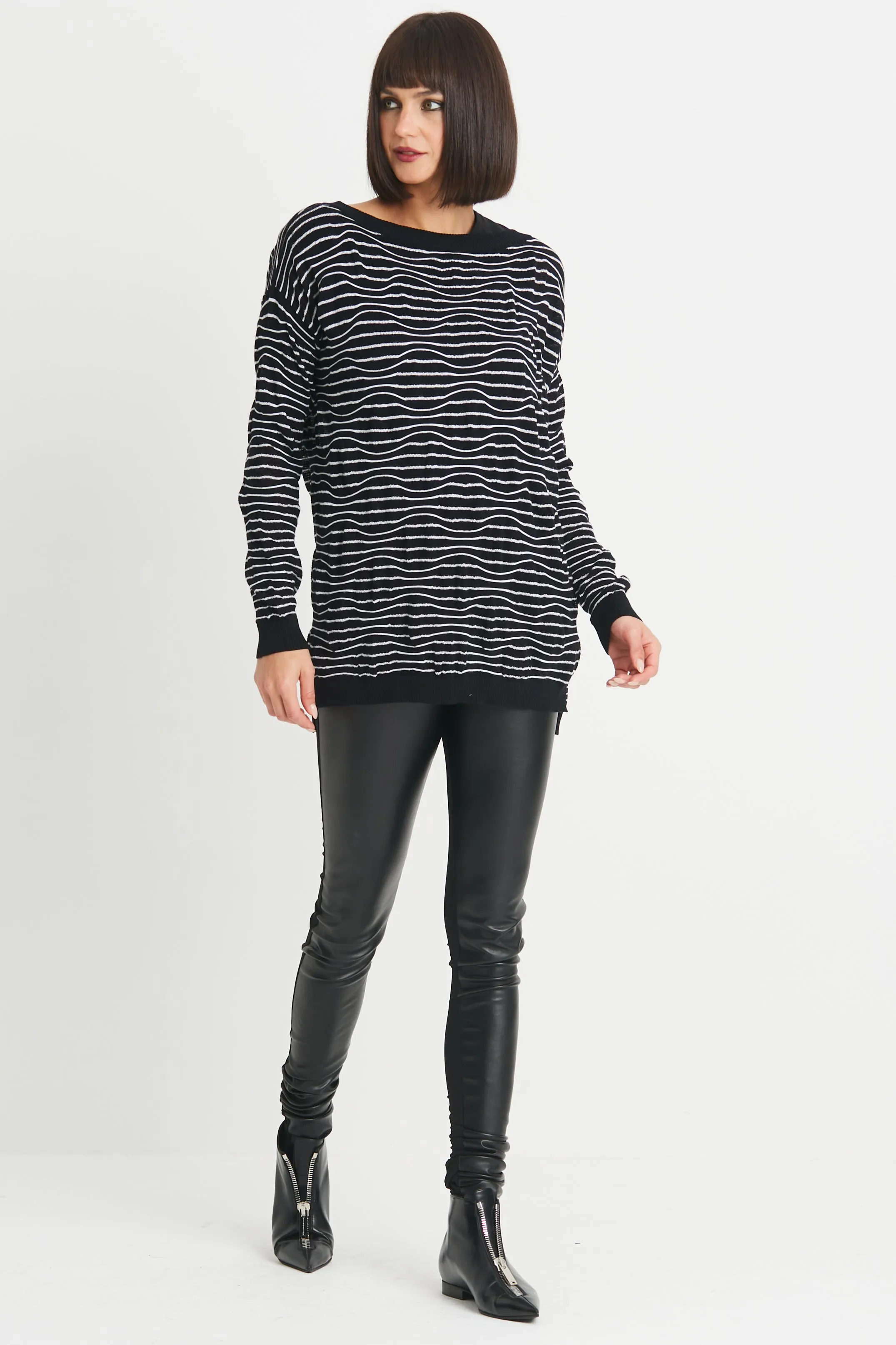 Pima Cotton Optical Illusion Boatneck Sweater