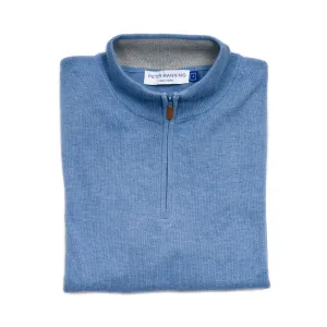 Pima Cotton Quarter Zip Sweaters - Sea Blue
