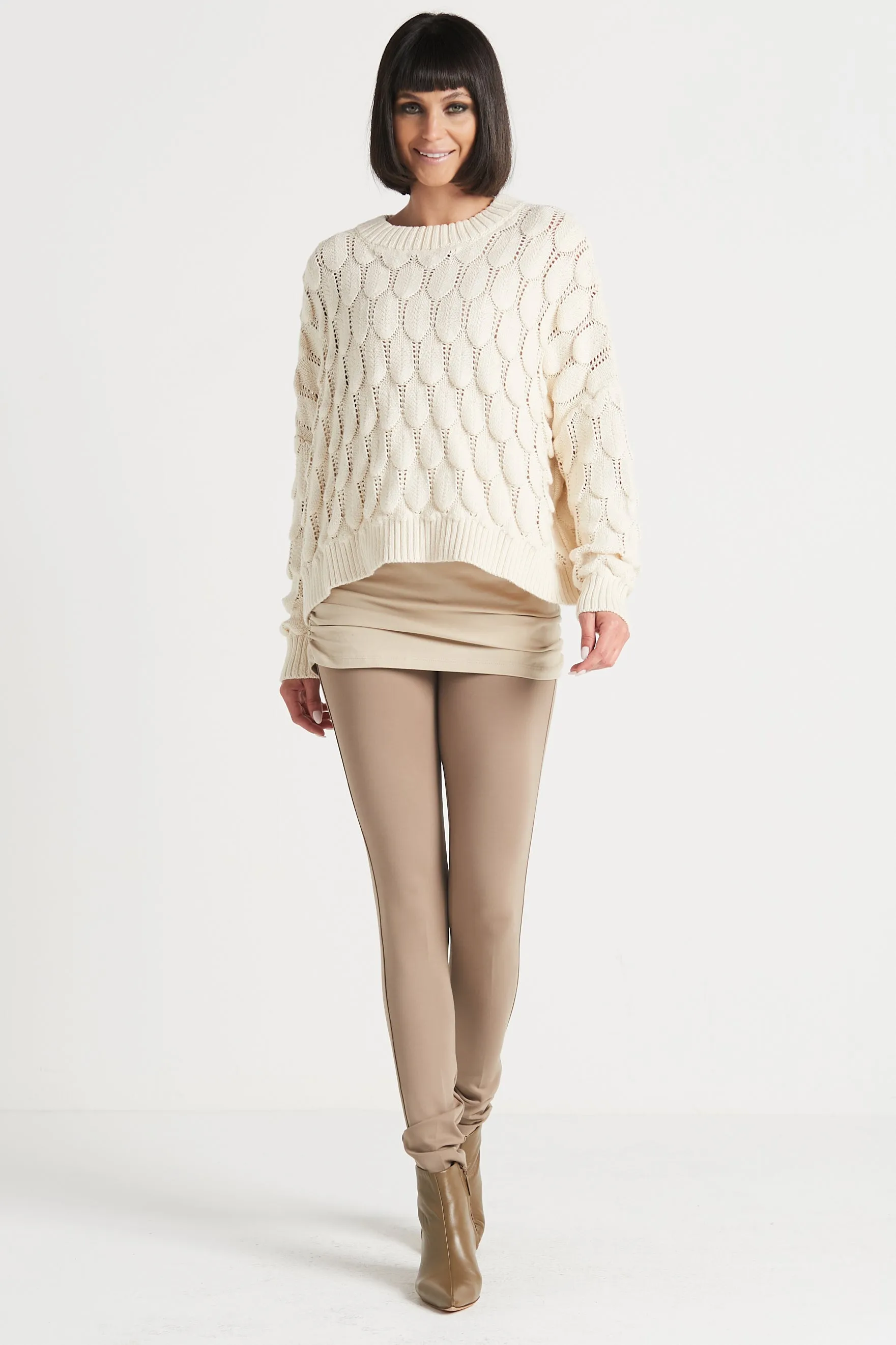 Pima Cotton Scallop Crewneck Sweater