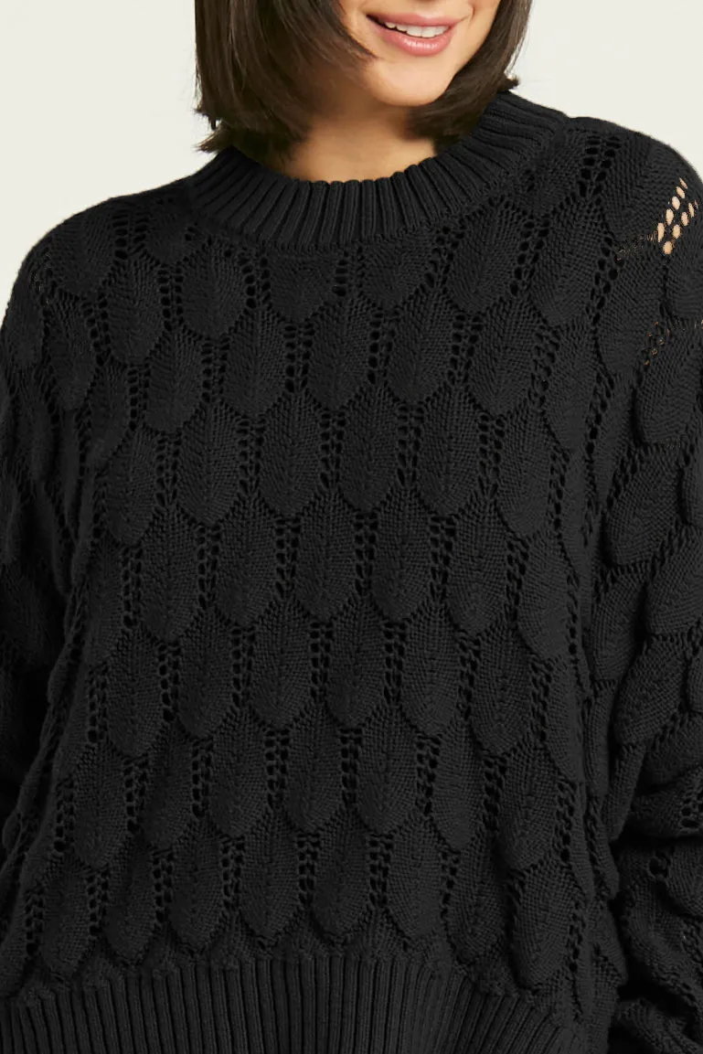 Pima Cotton Scallop Crewneck Sweater