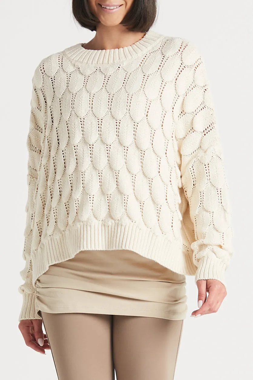 Pima Cotton Scallop Crewneck Sweater