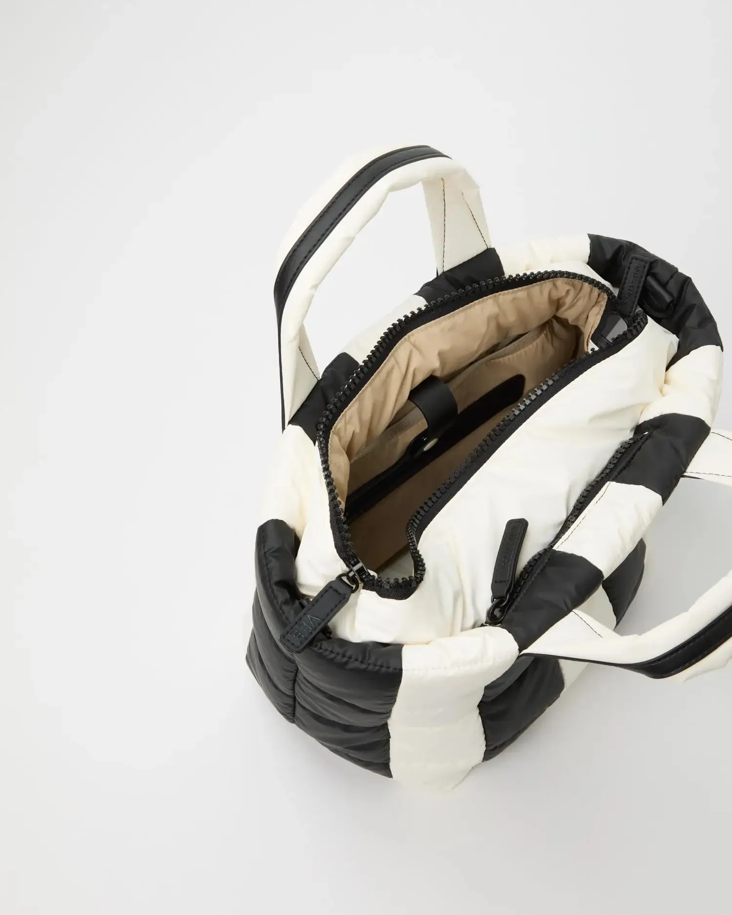 Porter Tote Small Black - Marshmallow Stripes