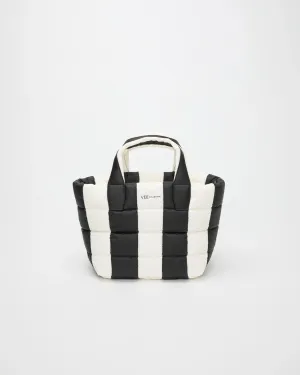 Porter Tote Small Black - Marshmallow Stripes
