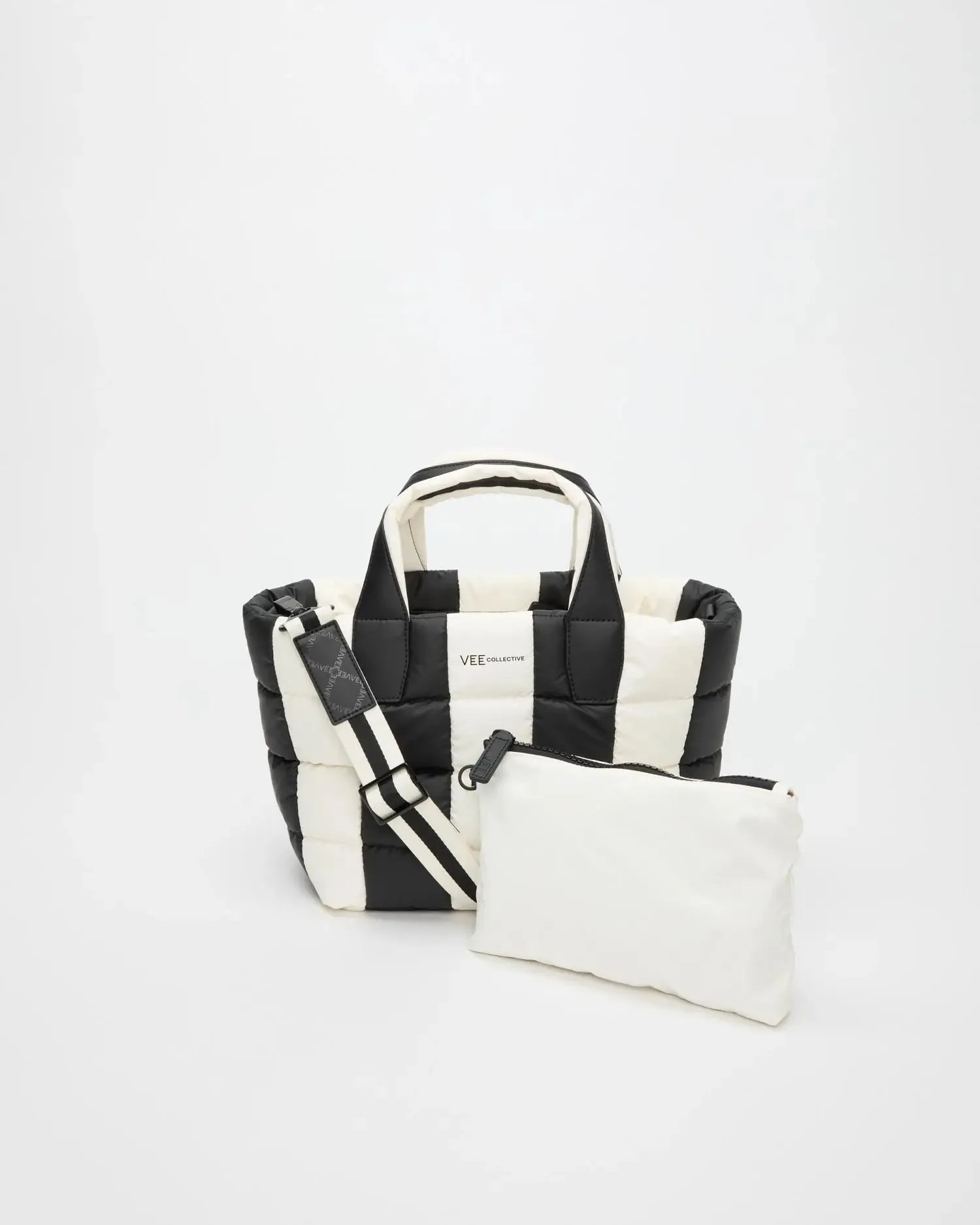 Porter Tote Small Black - Marshmallow Stripes