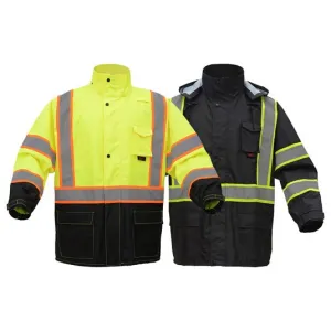 Premium Two Tone Hooded Rain Coat With Black Bottom - Class 3
