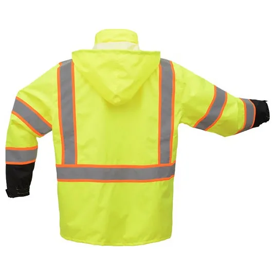 Premium Two Tone Hooded Rain Coat With Black Bottom - Class 3