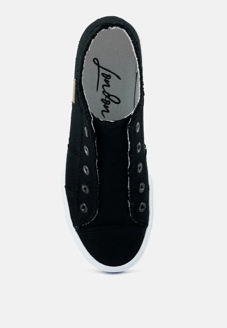 Raw Trim Solid Canvas Sneakers
