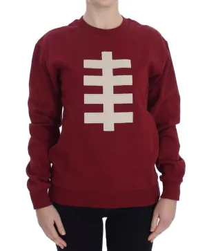 Red Cotton Crewneck Pullover Sweater
