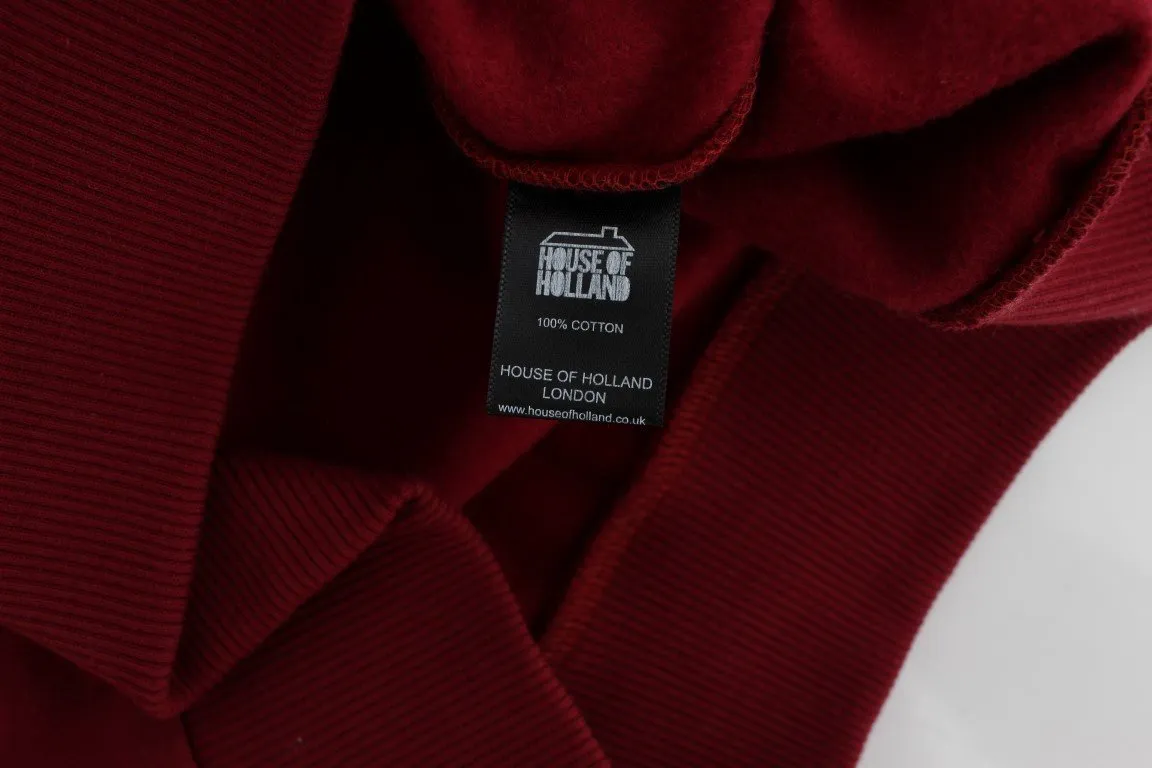Red Cotton Crewneck Pullover Sweater