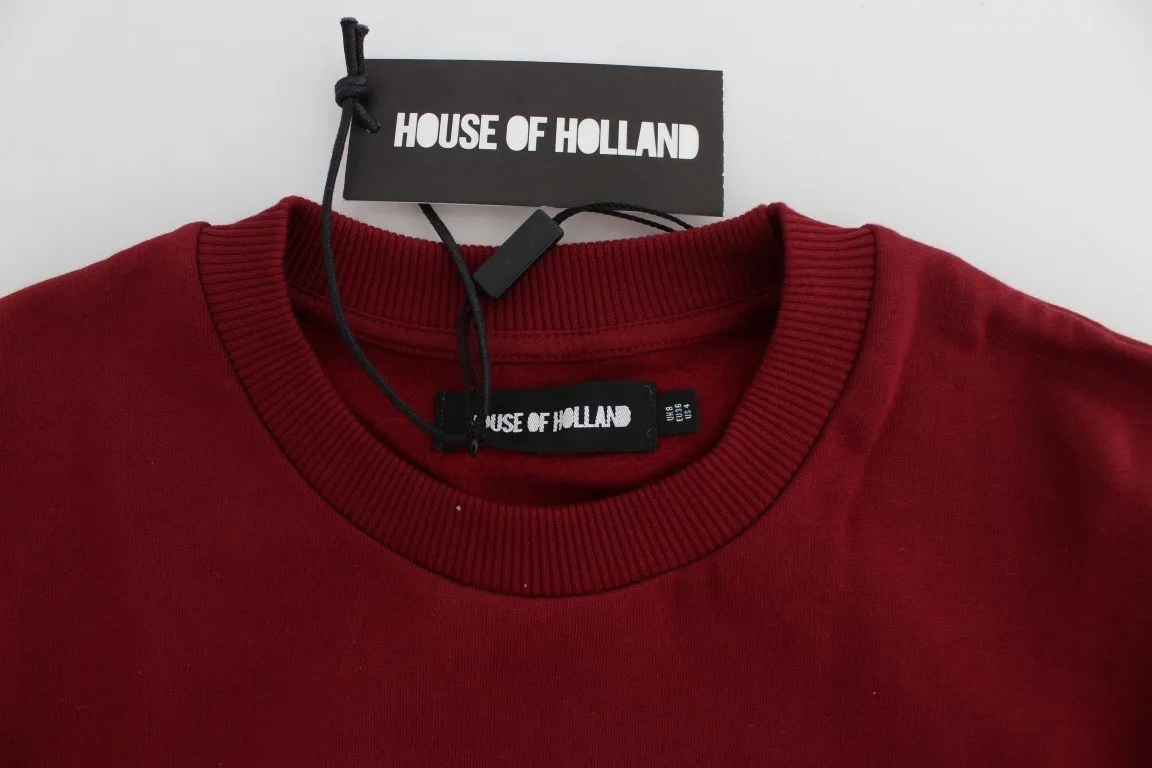 Red Cotton Crewneck Pullover Sweater