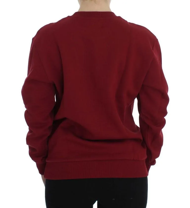 Red Cotton Crewneck Pullover Sweater
