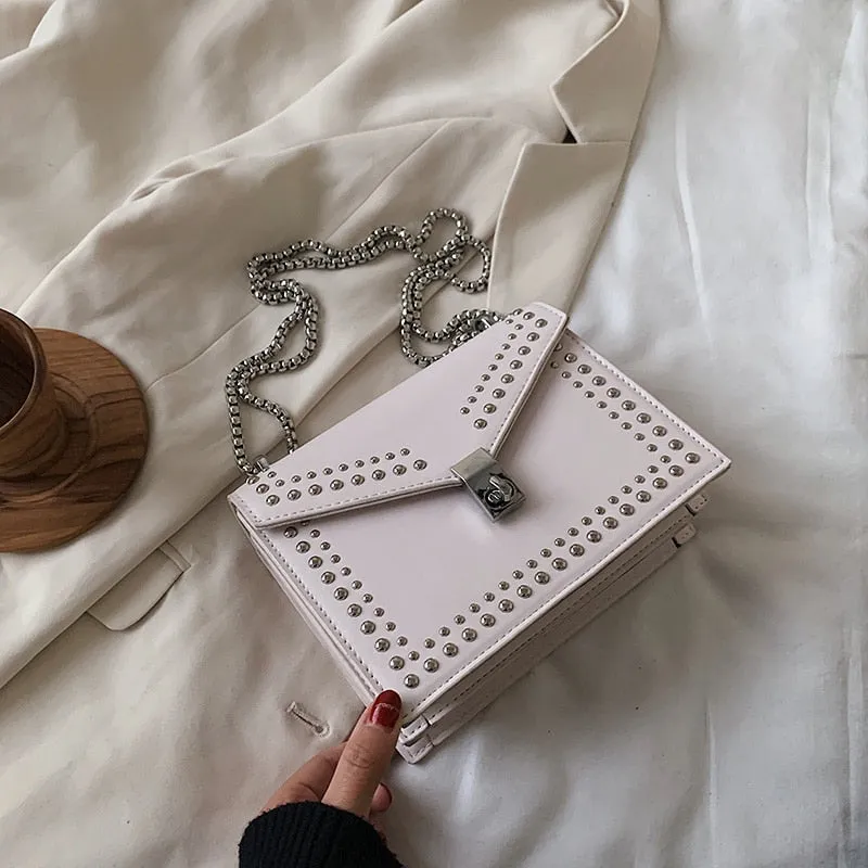 Rivet Scrub Leather High Quality  Handbag
