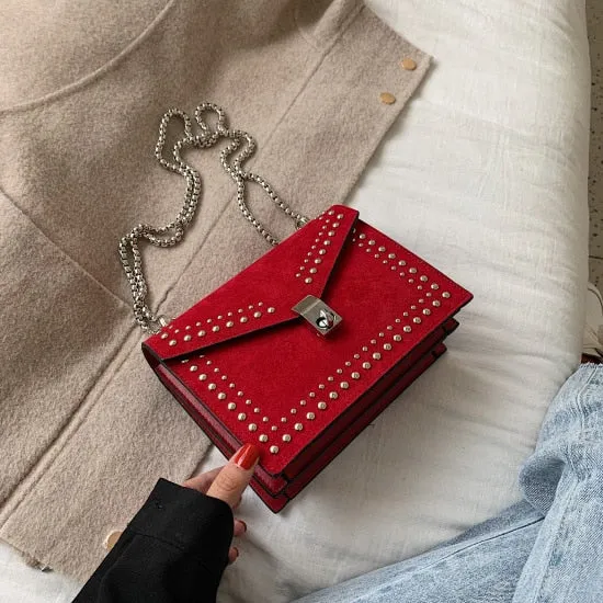 Rivet Scrub Leather High Quality  Handbag