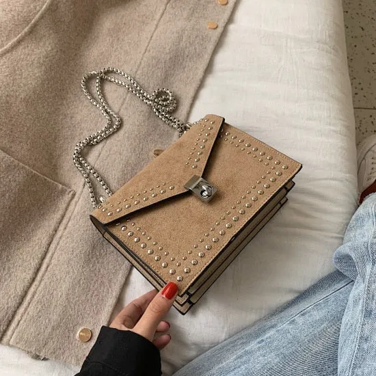 Rivet Scrub Leather High Quality  Handbag