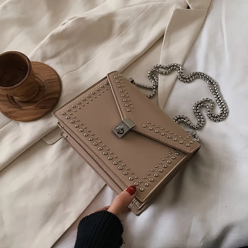 Rivet Scrub Leather High Quality  Handbag