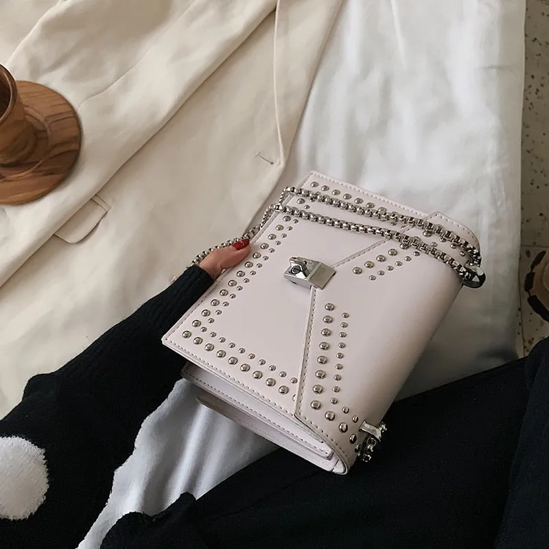 Rivet Scrub Leather High Quality  Handbag