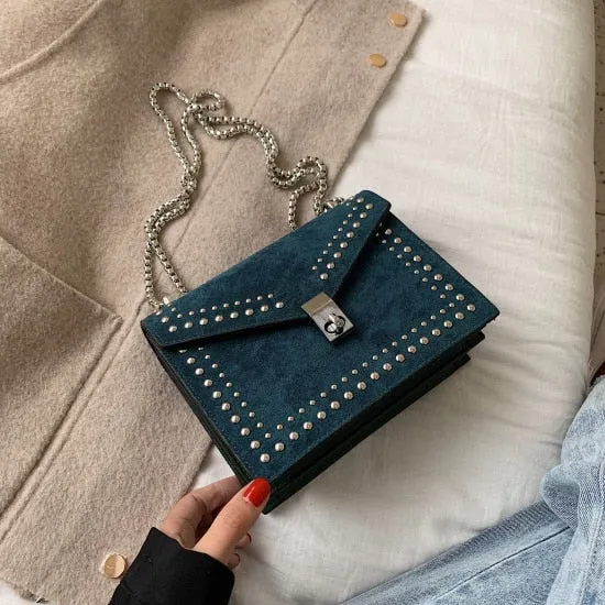 Rivet Scrub Leather High Quality  Handbag