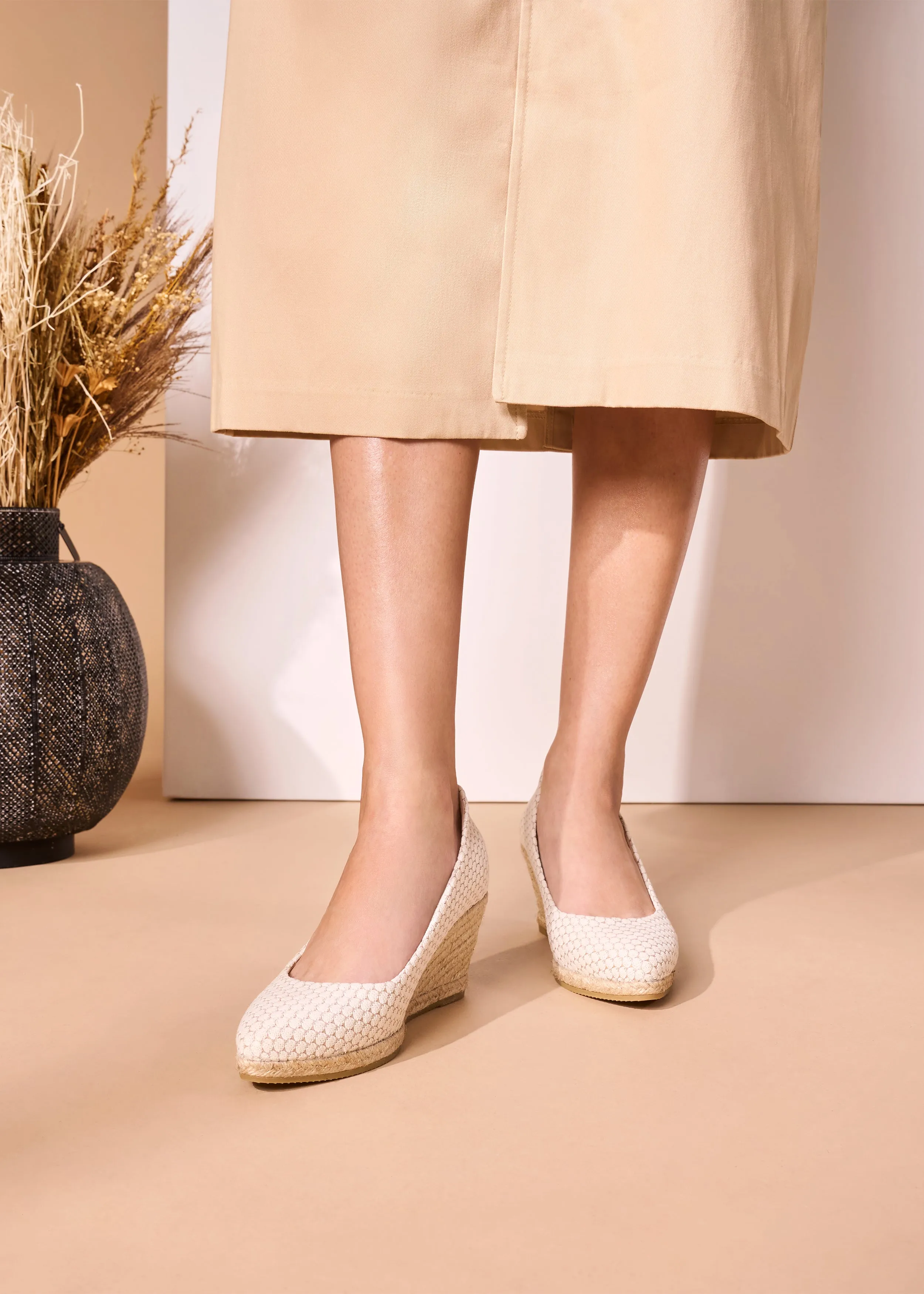 Roses Limited Edition Canvas U Cut Espadrille Wedges
