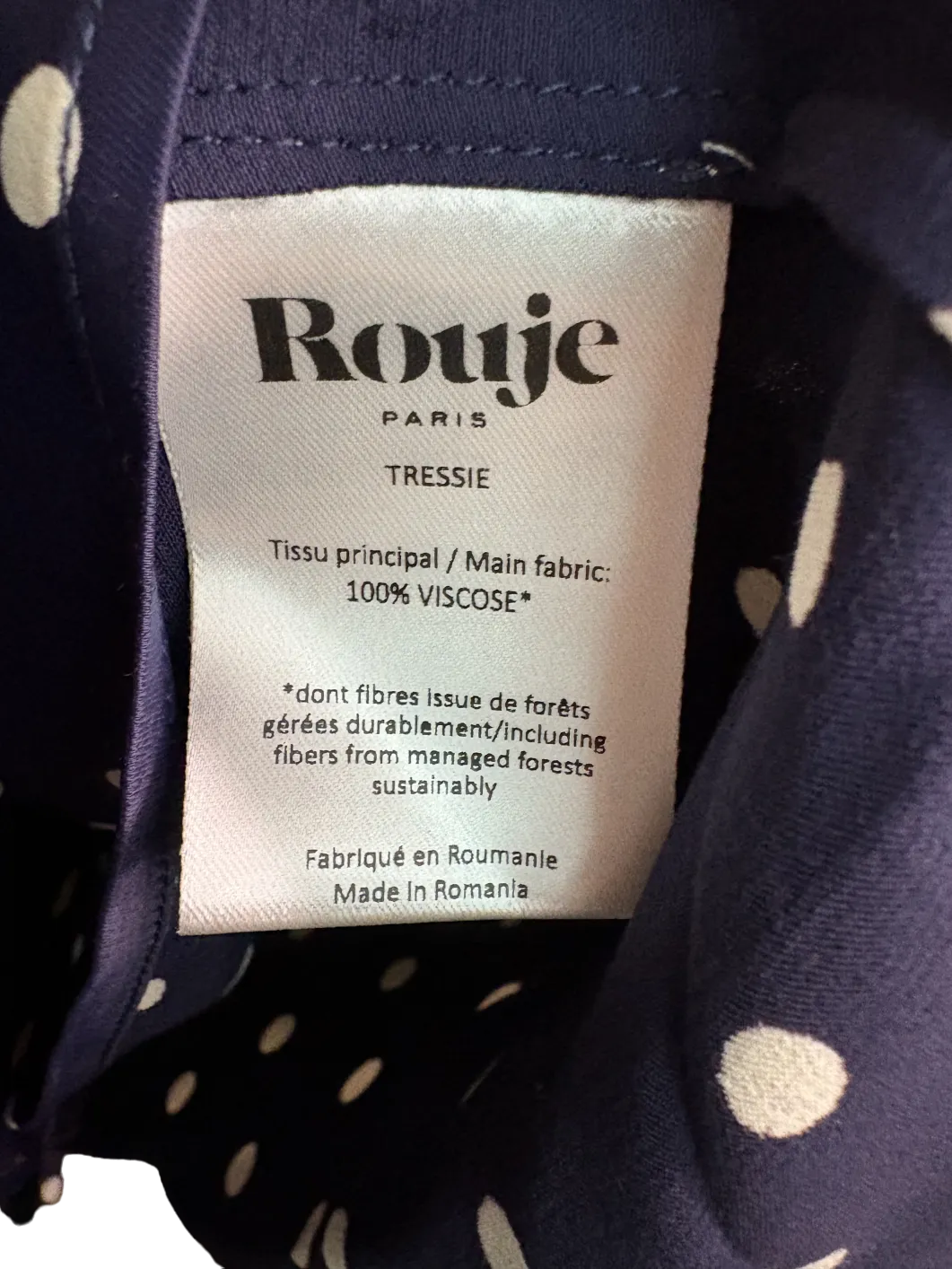 Rouje Paris Blue polka dot Tressie Long Sleeve Wrap Blouse UK 10