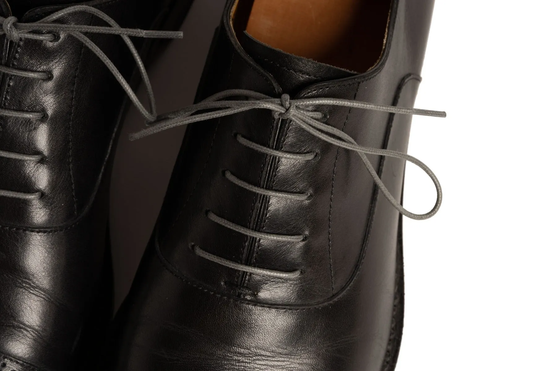 Round Charcoal Waxed Cotton Shoelaces