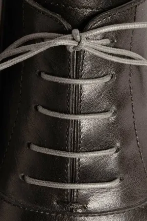 Round Charcoal Waxed Cotton Shoelaces