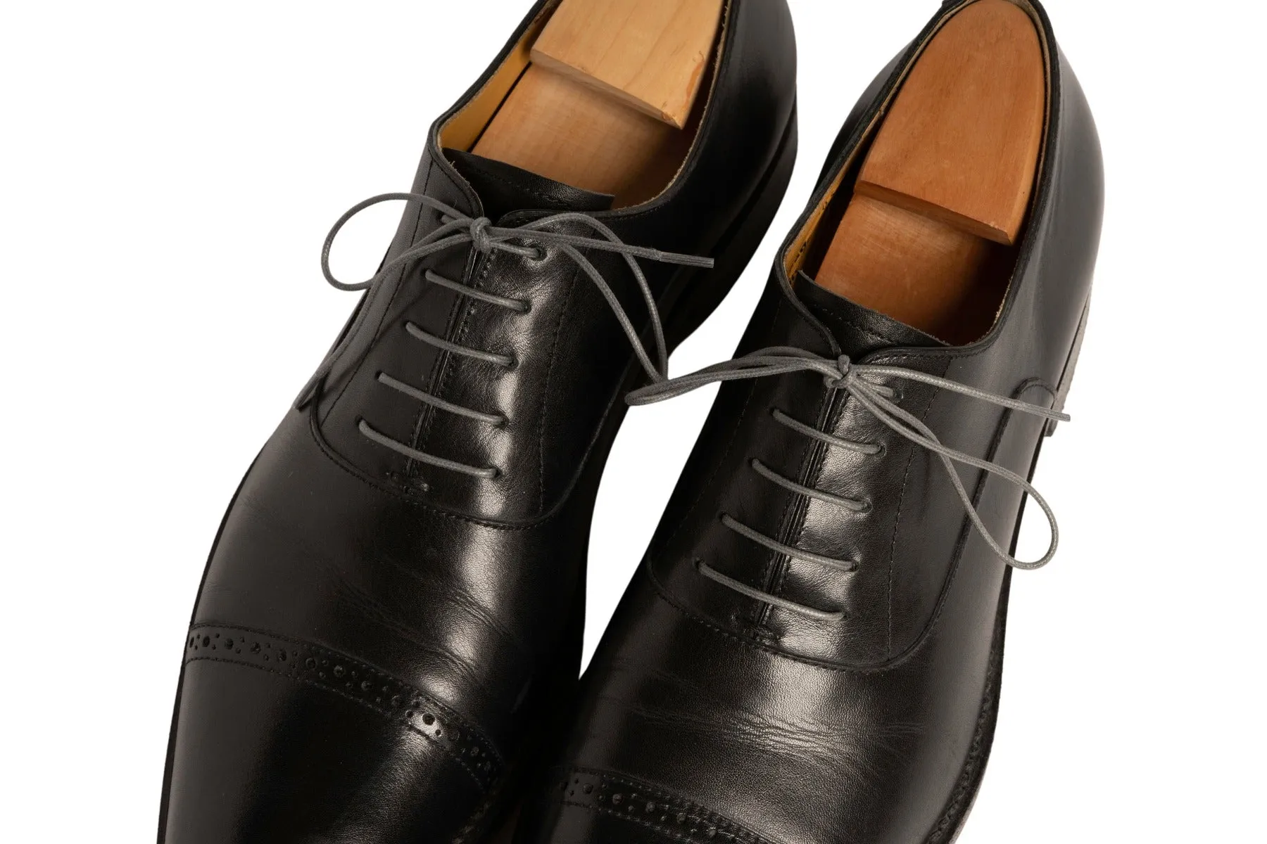 Round Charcoal Waxed Cotton Shoelaces