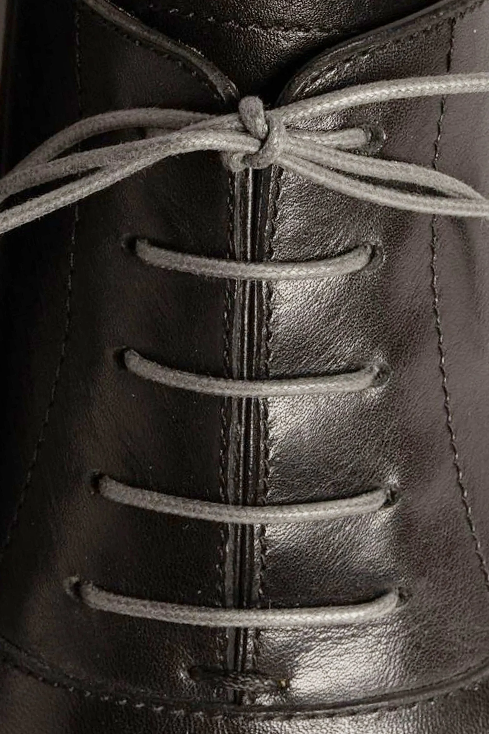 Round Charcoal Waxed Cotton Shoelaces
