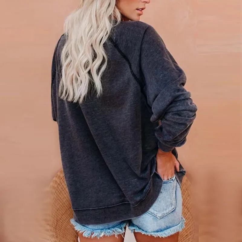 Round Neck Floral Printed T-Shirts Blouses Sweatshirts