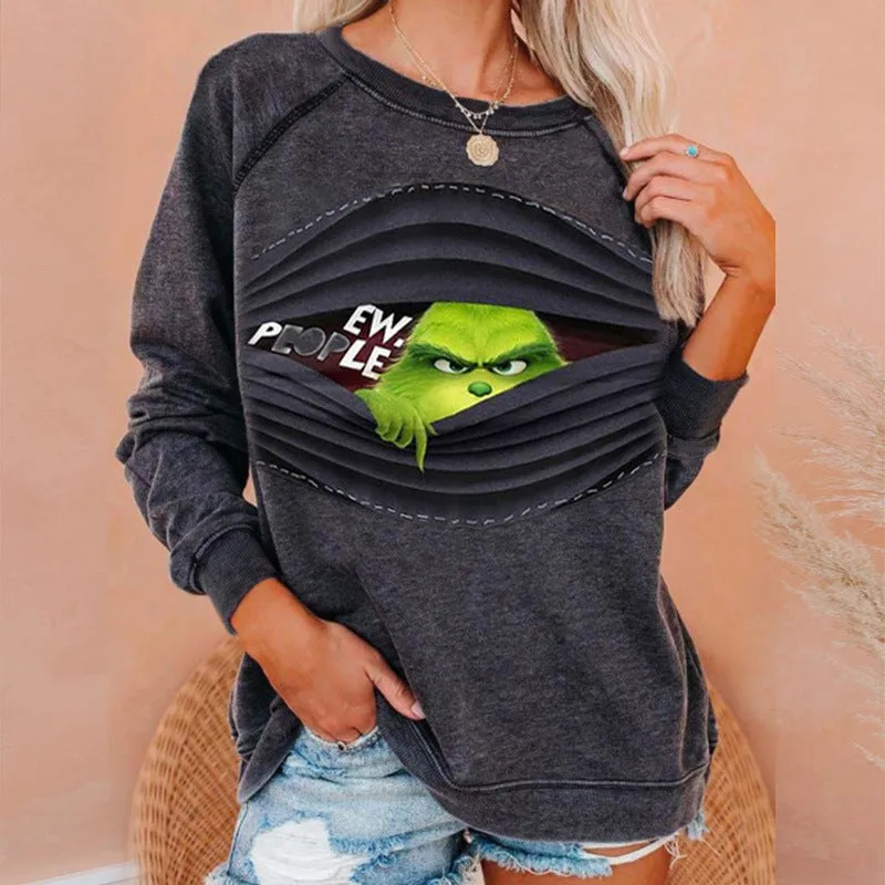 Round Neck Floral Printed T-Shirts Blouses Sweatshirts