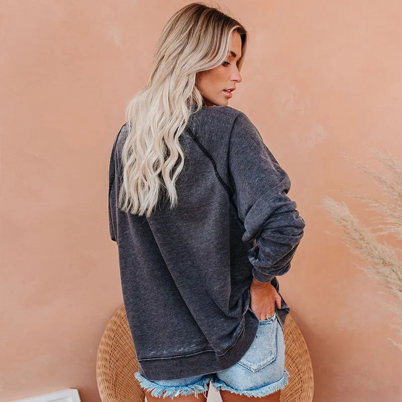 Round Neck Floral Printed T-Shirts Blouses Sweatshirts