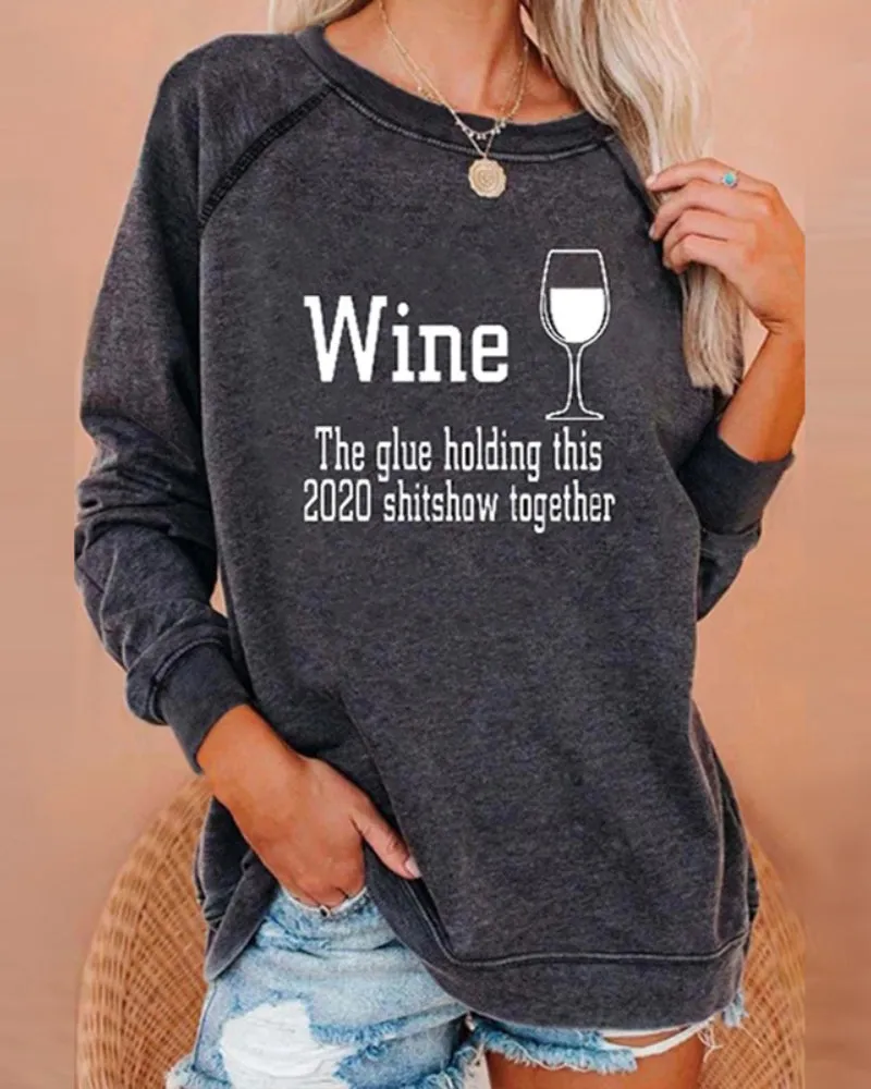 Round Neck Floral Printed T-Shirts Blouses Sweatshirts