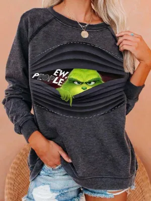 Round Neck Floral Printed T-Shirts Blouses Sweatshirts