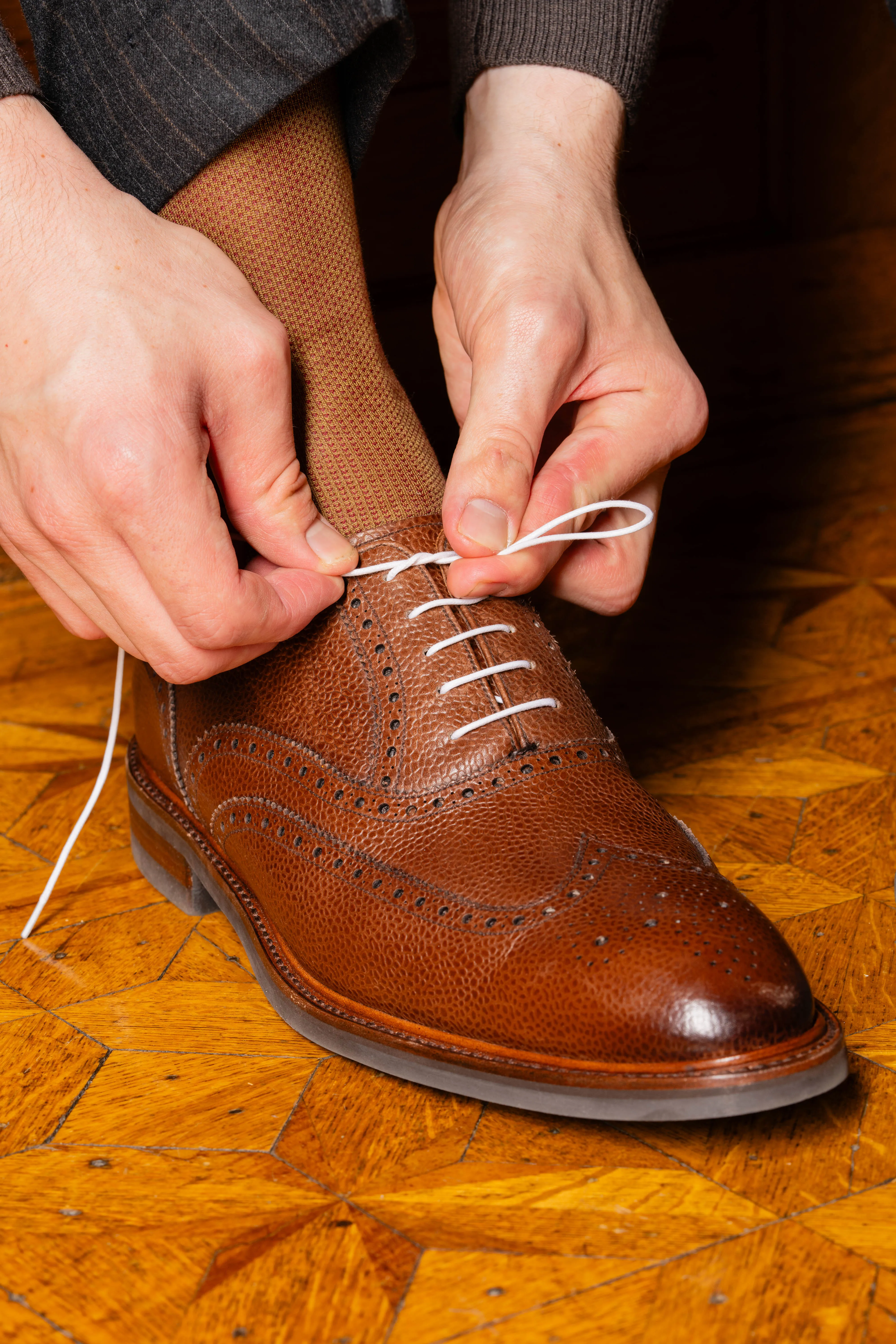 Round White Waxed Cotton Shoelaces