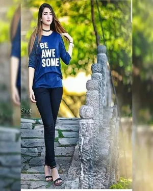Royal Blue Being Awesome Printed T-Shirt For Women