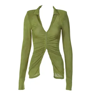 Ruched Collared Blouse