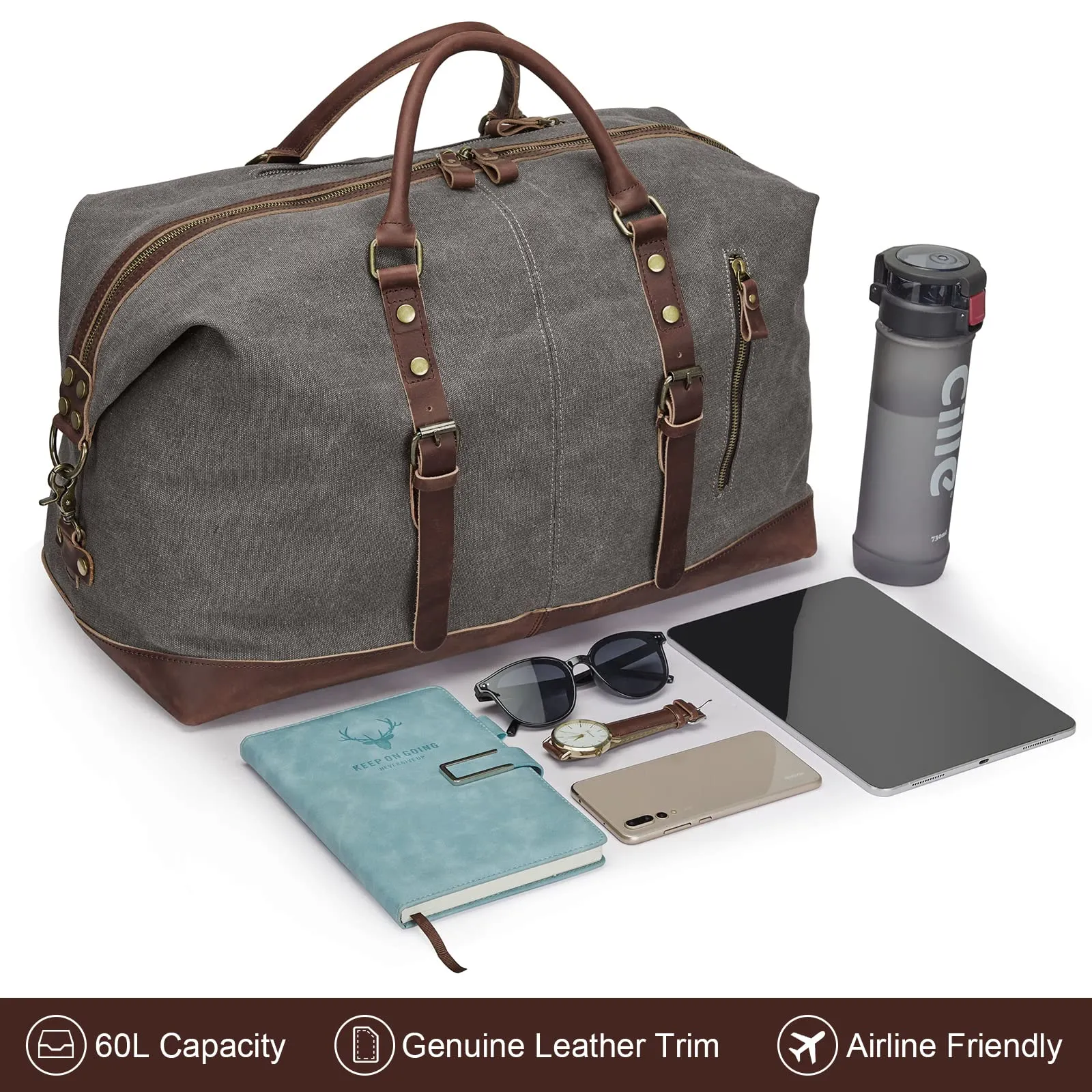 S-ZONE Canvas Duffel Bag,  Weekend Travel Bag for Men