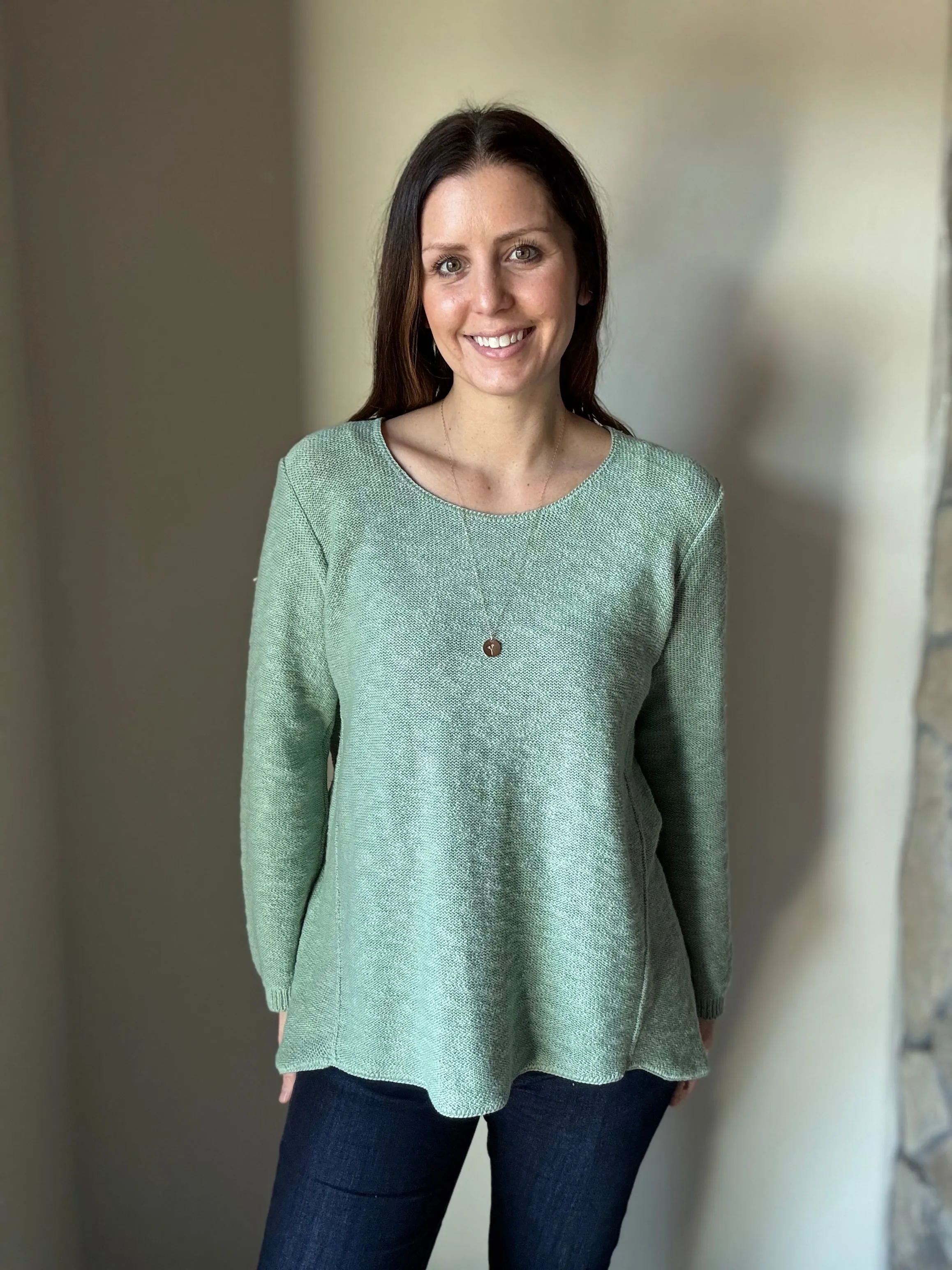 sage classic cotton scoop sweater