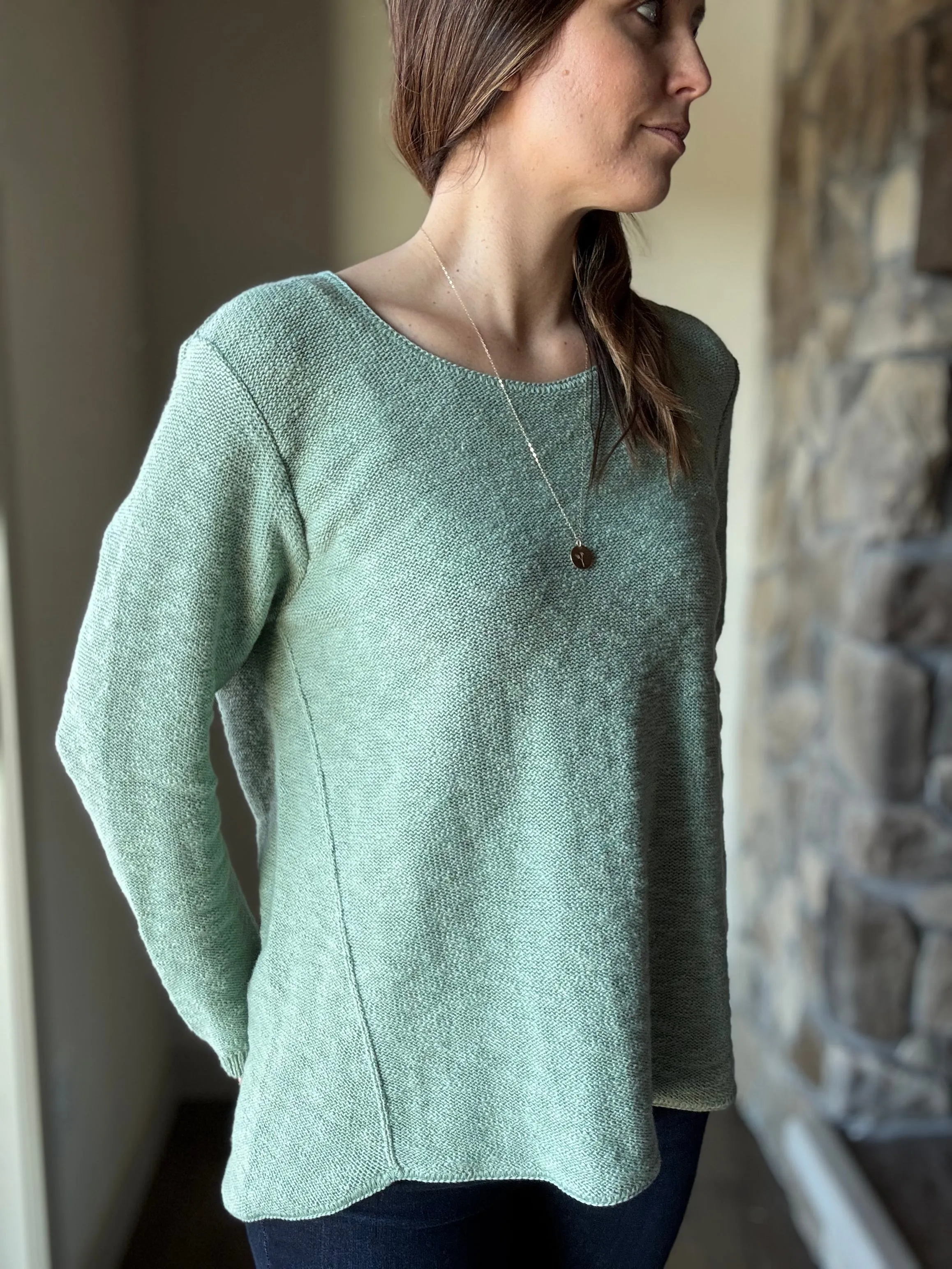 sage classic cotton scoop sweater