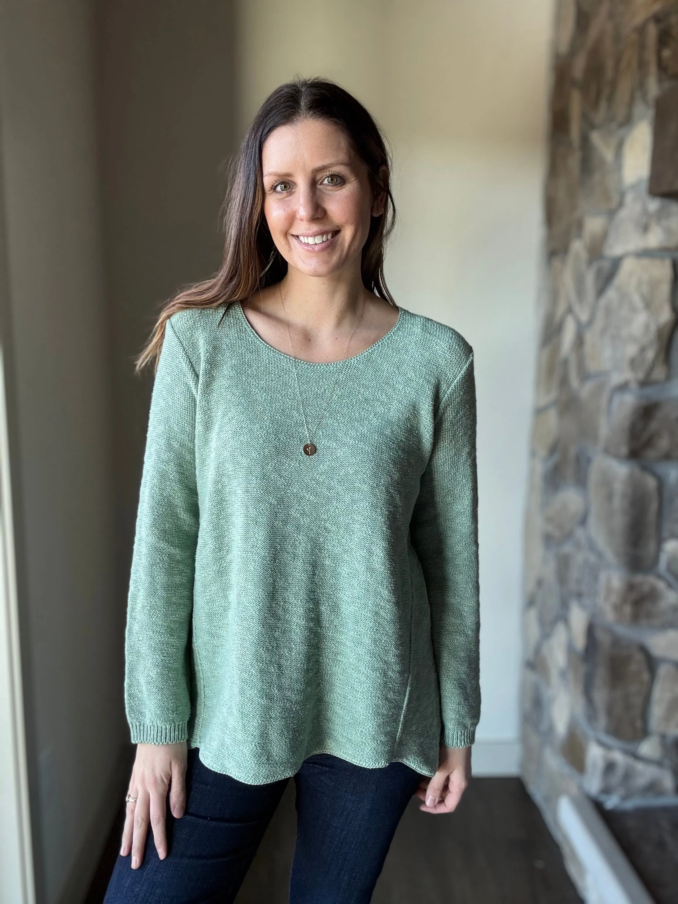 sage classic cotton scoop sweater