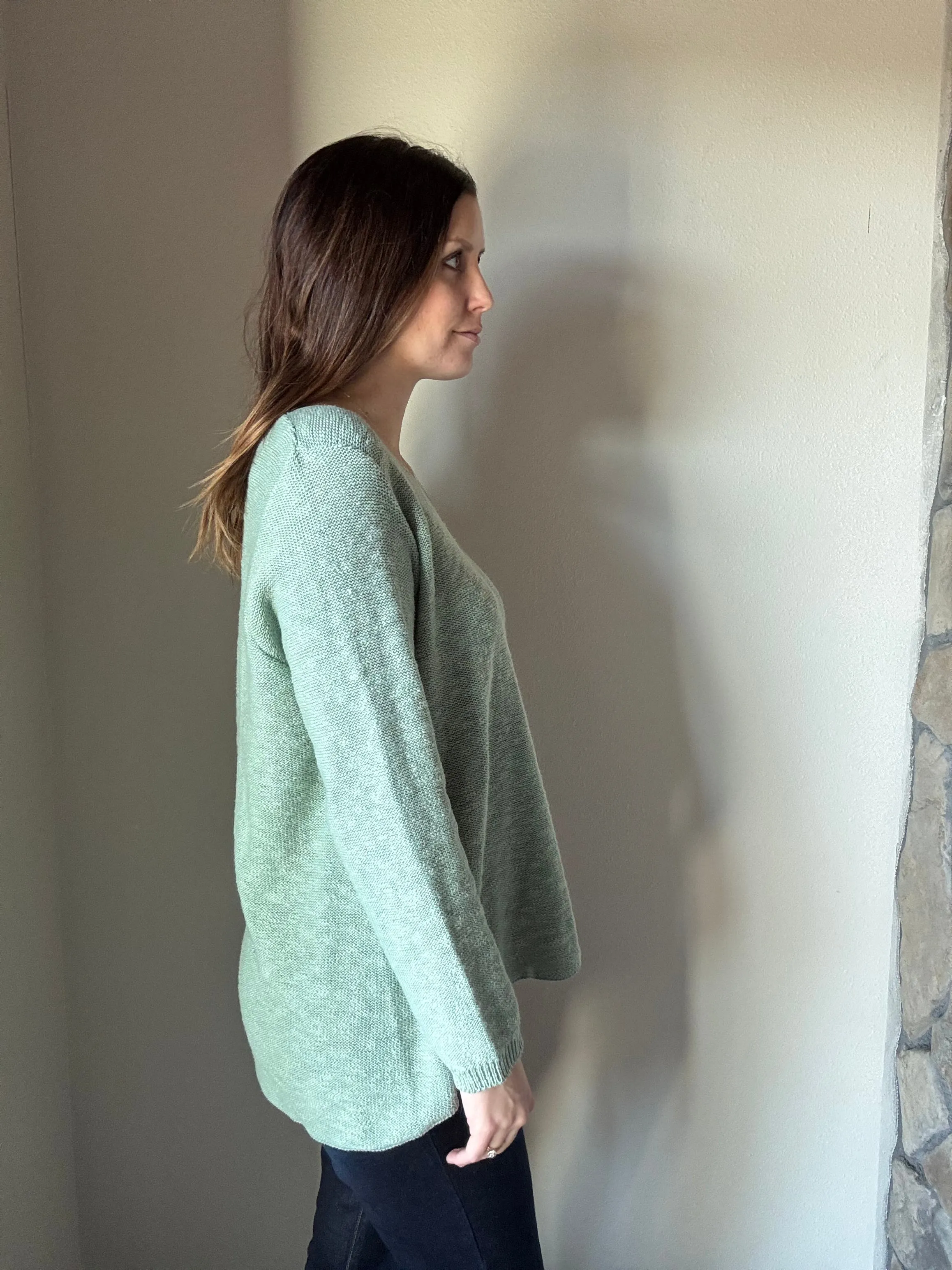 sage classic cotton scoop sweater