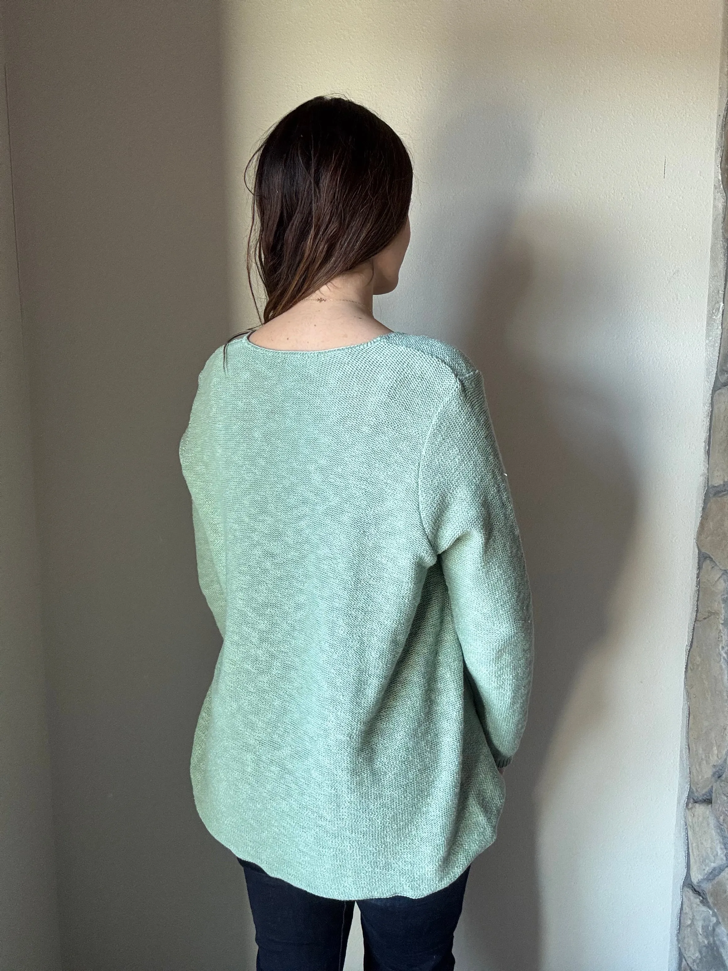 sage classic cotton scoop sweater
