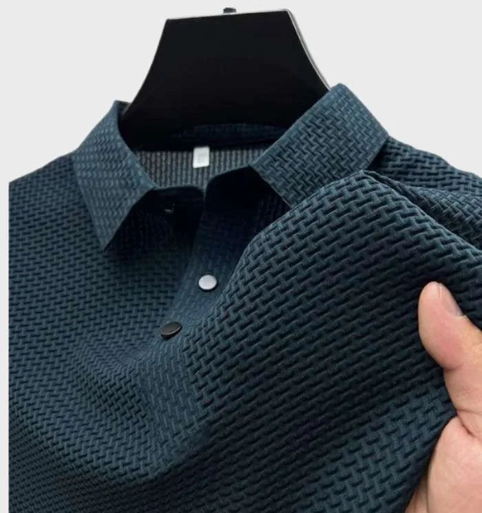 SamtGlanz Herren Seidenpoloshirt mit Kurzen Ärmeln