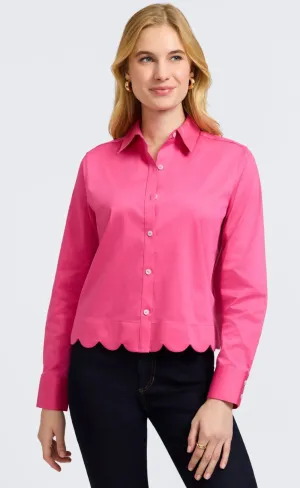 Scarlett No Iron Stretch Matte Sateen Long Sleeve Shirt - Pink