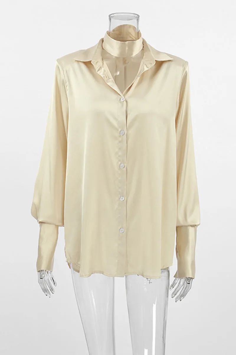 Sexy Solid Color Buttons Turndown Collar Blouses