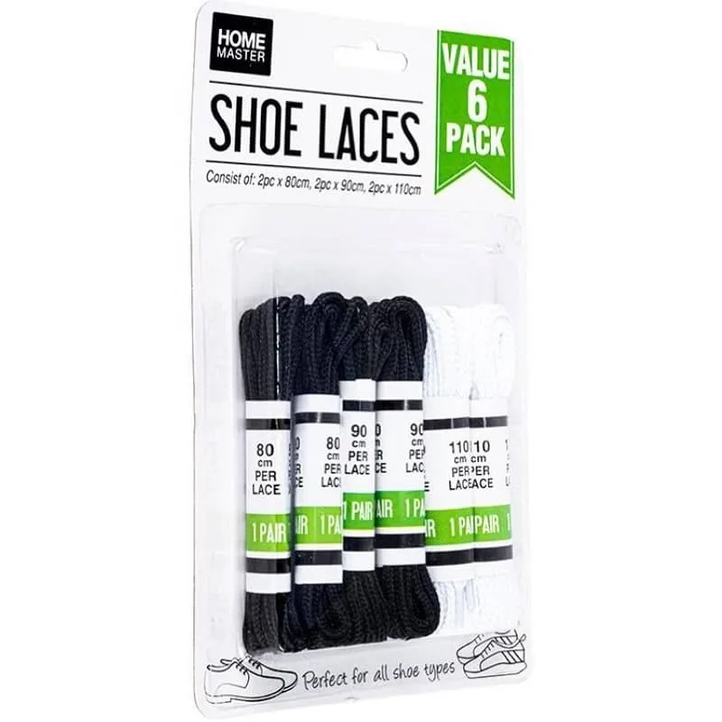 Shoe Laces 6 Pairs (3 Sizes 80CM 90CM 110CM)
