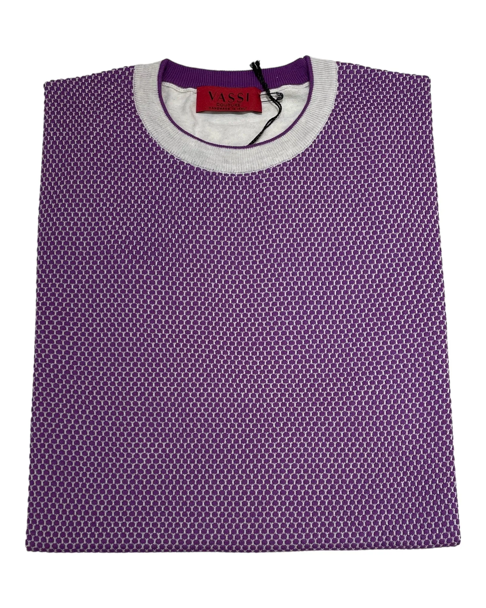 Short Sleeve Crew neck - Purple & Beige