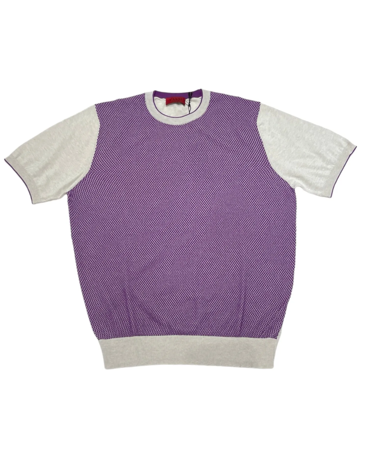 Short Sleeve Crew neck - Purple & Beige